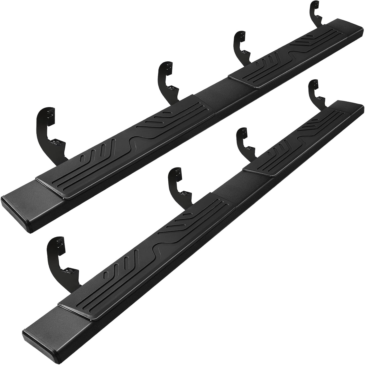 PZ 6.5" Crew Cab Running Boards for 2019-2026 Chevy Silverado/GMC Sierra 1500, 2020-2026 for 2500HD 3500HD Black Aluminum Alloy Side Steps Rails Nerf Bars Ridge Pattern