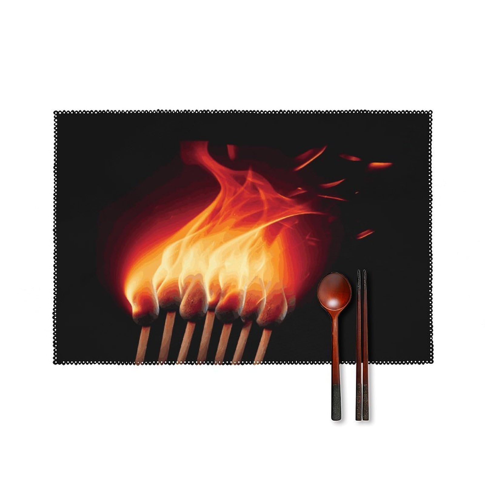 Fodpand Style Flames Matches Placemats Set Of 4 Place Mats Table Mats