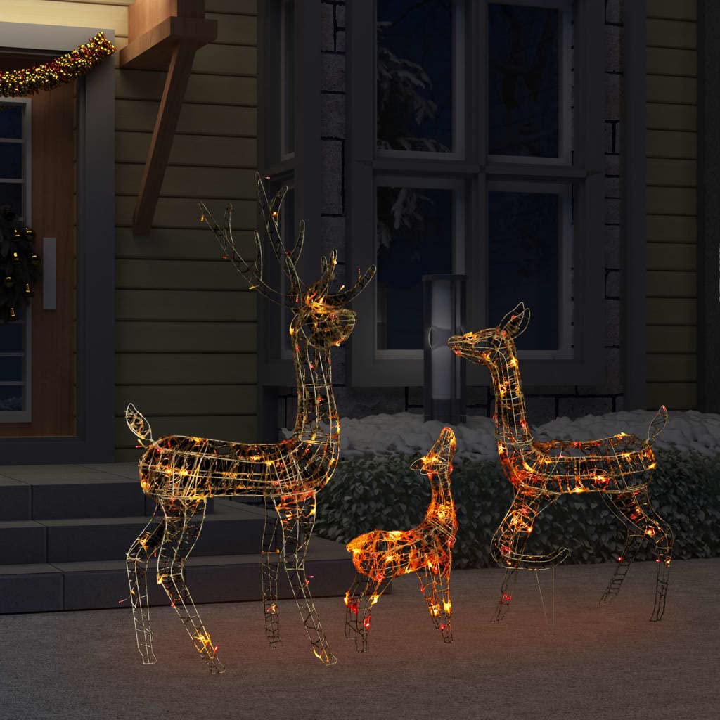 lichterketten mit batterien,mini led,mini led lichterkette,LED-Rentier-Familie Weihnachtsdeko Acryl 300 LED BuntGeeignet für Patio, Schlafzimmer, Wohnzimmer, Weihnachten