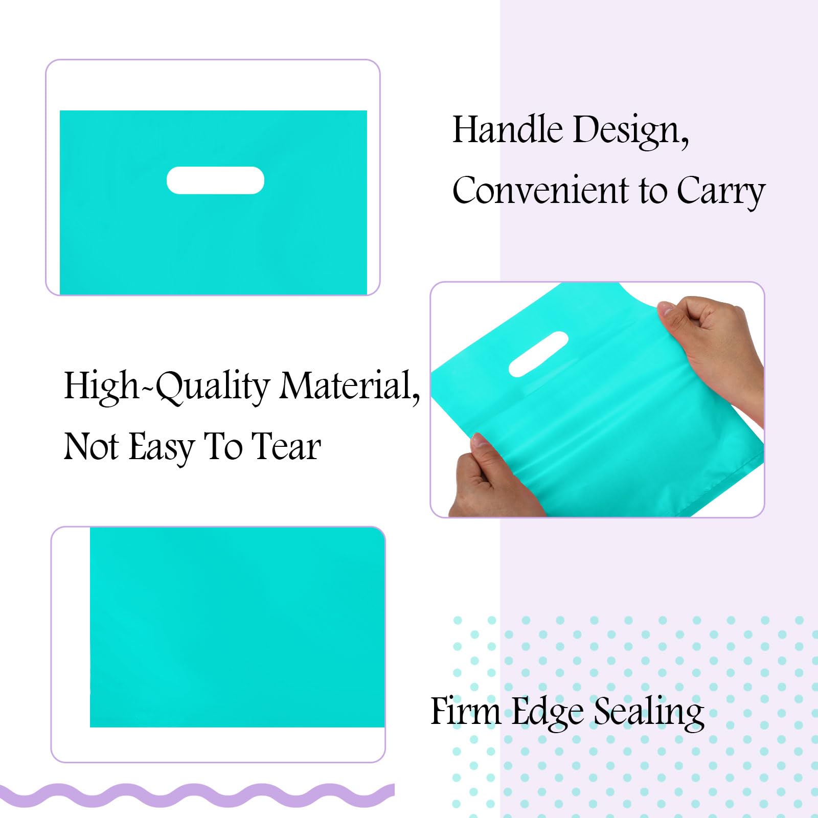 VieFantaisie Plastic Party Favor Small Gift Bags, 100 PCS 6" X 8" Goodie Bags For Kids, Candy Treat Pouches Bulk With Handle For Kids' Birthday Party, Thanksgiving, Christmas, Halloween, 10 Colors