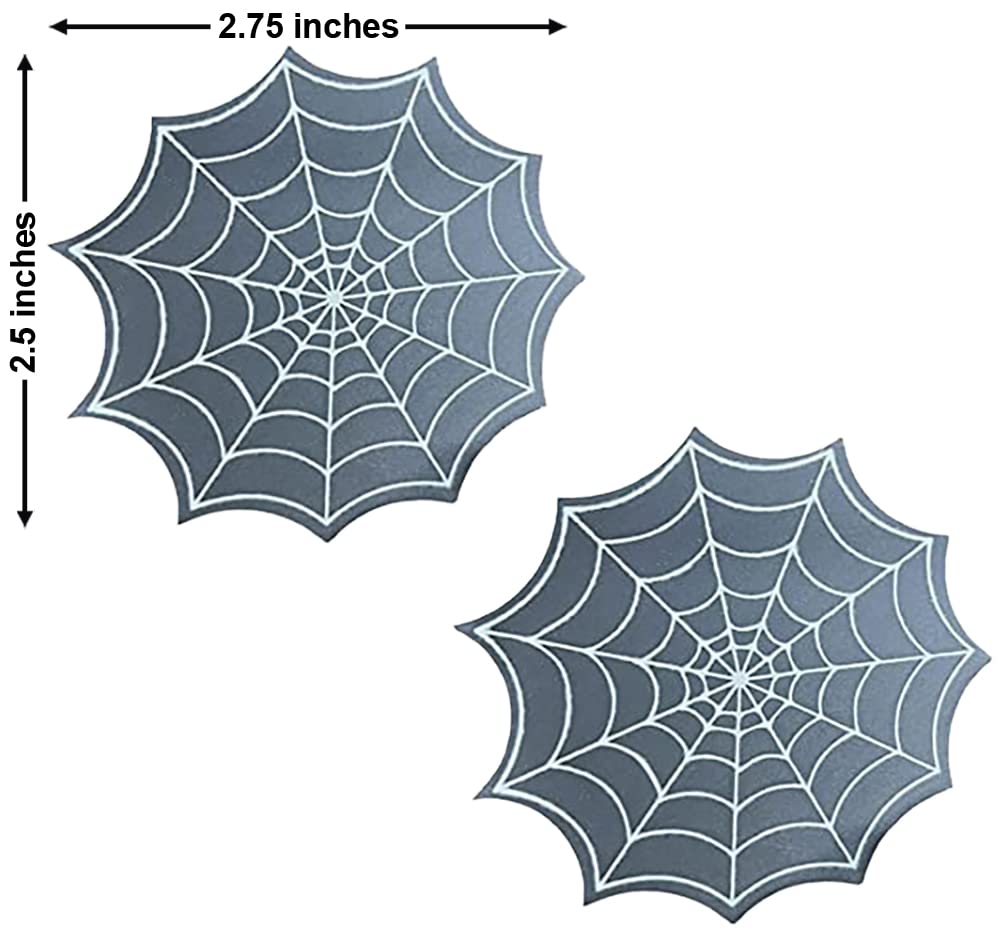Neva Nude Halloween Nipztix Pasties - Nipple Covers for Festivals, Raves, & Lingerie, Medical Grade Adhesive, USA Made: Reflective Spider Web