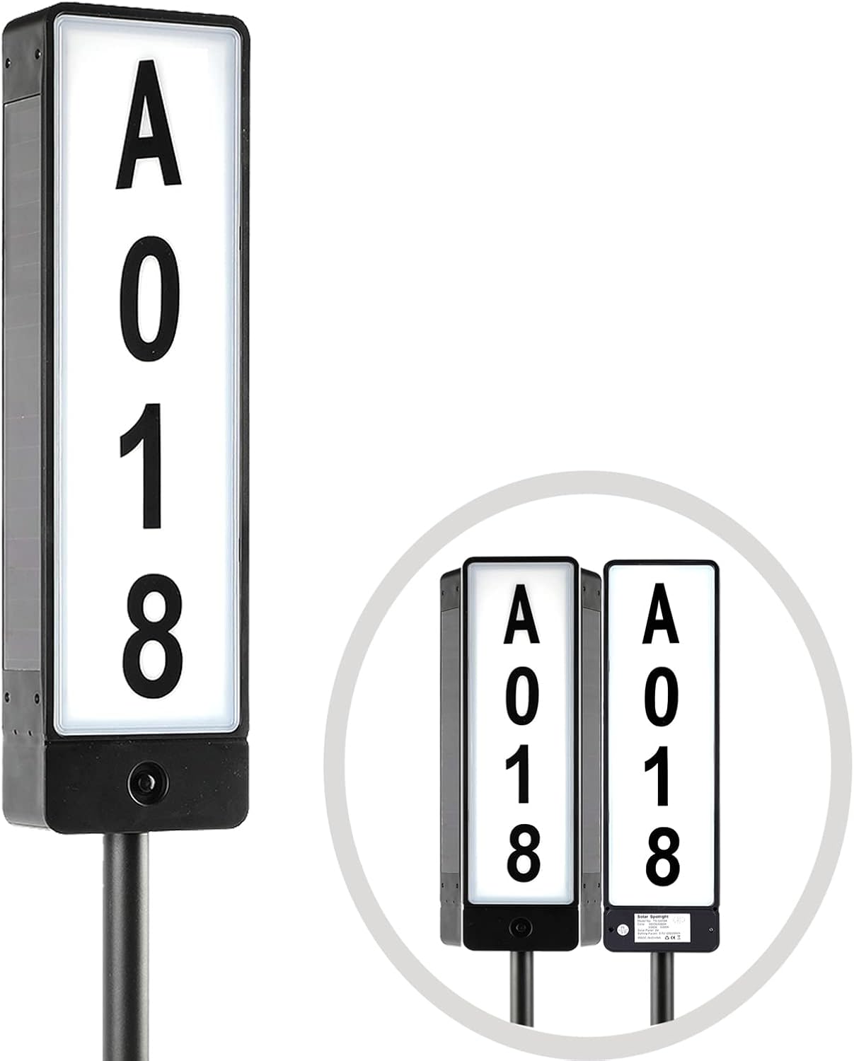 Double Sided Solar Address Plaques House Number, 2 Solar Panel Outdoor Waterproof