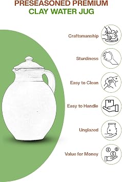 Village Decor Terracotta Water Jug collections (3L Jug with Lid)