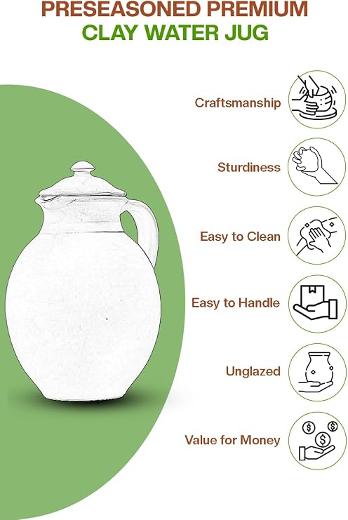 Village Decor Terracotta Water Jug collections (3L Jug with Lid)