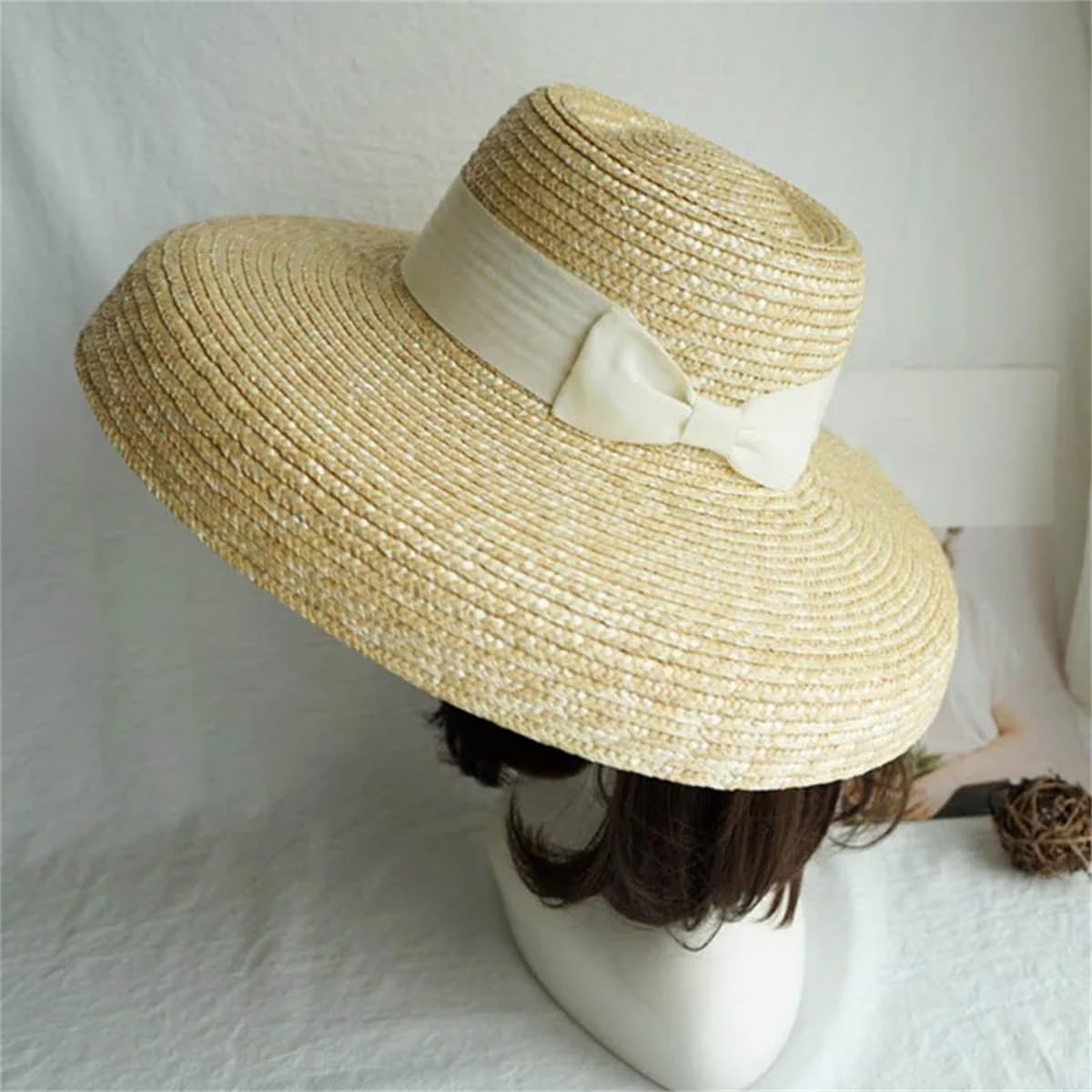 Sombrero De Verano para Mujer, Sombrero De Paja De ala Ancha De 15 Cm, Sombrero De Playa, Sombrero con Pantalla De Lámpara, Sombrero De Boda para Dama De Honor