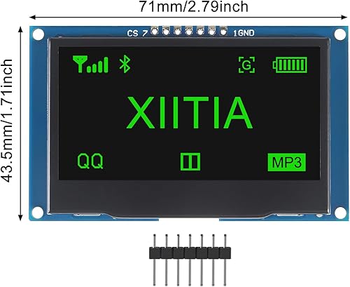 Miniatura 3 de 2 unids 2.42 pulgadas 128x64 OLED LCD módulo SSD1309 7 Pin SPIIIC I2C interfaz serie para Arduino UNO R3 (luz verde)