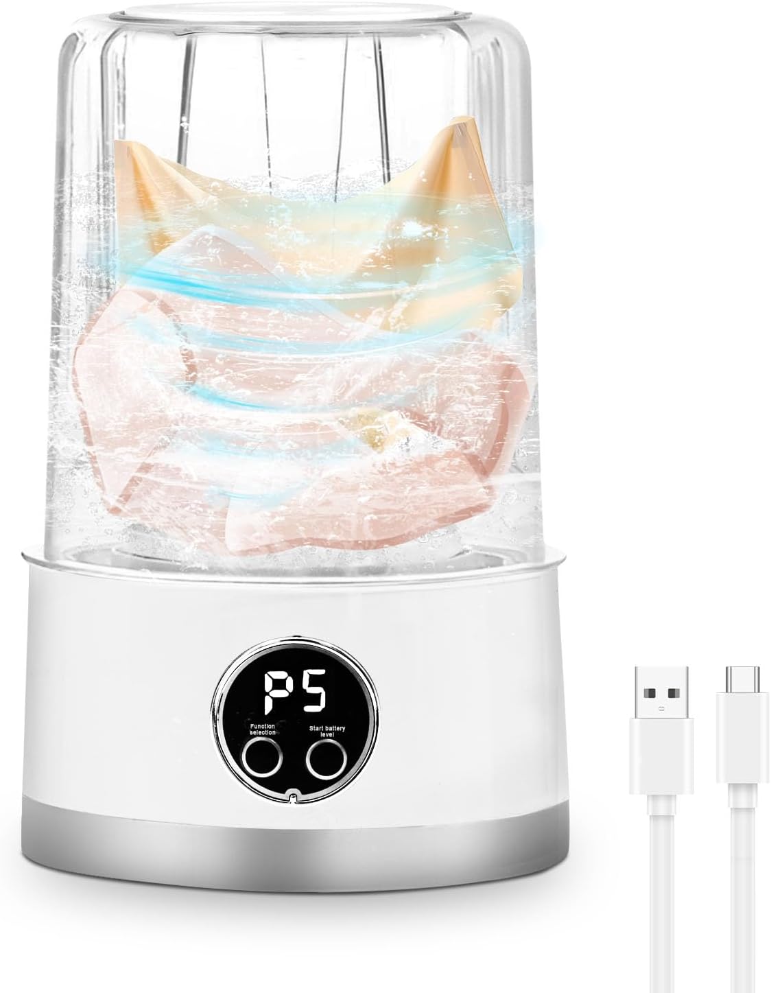 Portable Washing Machine, Rechargeable 1500mAh Cordless Mini Washing Machines, 1L Underwear Washing Machine, Collapsible Compact Washer for Baby Clothes/Underwear/Camping/RV Travel/Apartment