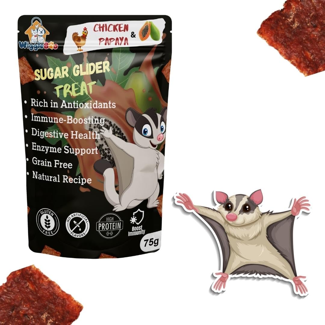 WiggleBoo Chicken & Papaya Suger Glider Treat | Protein Rich | Fiber Rich | Crunchy Healthy Snacks | Training Treat | 75gm