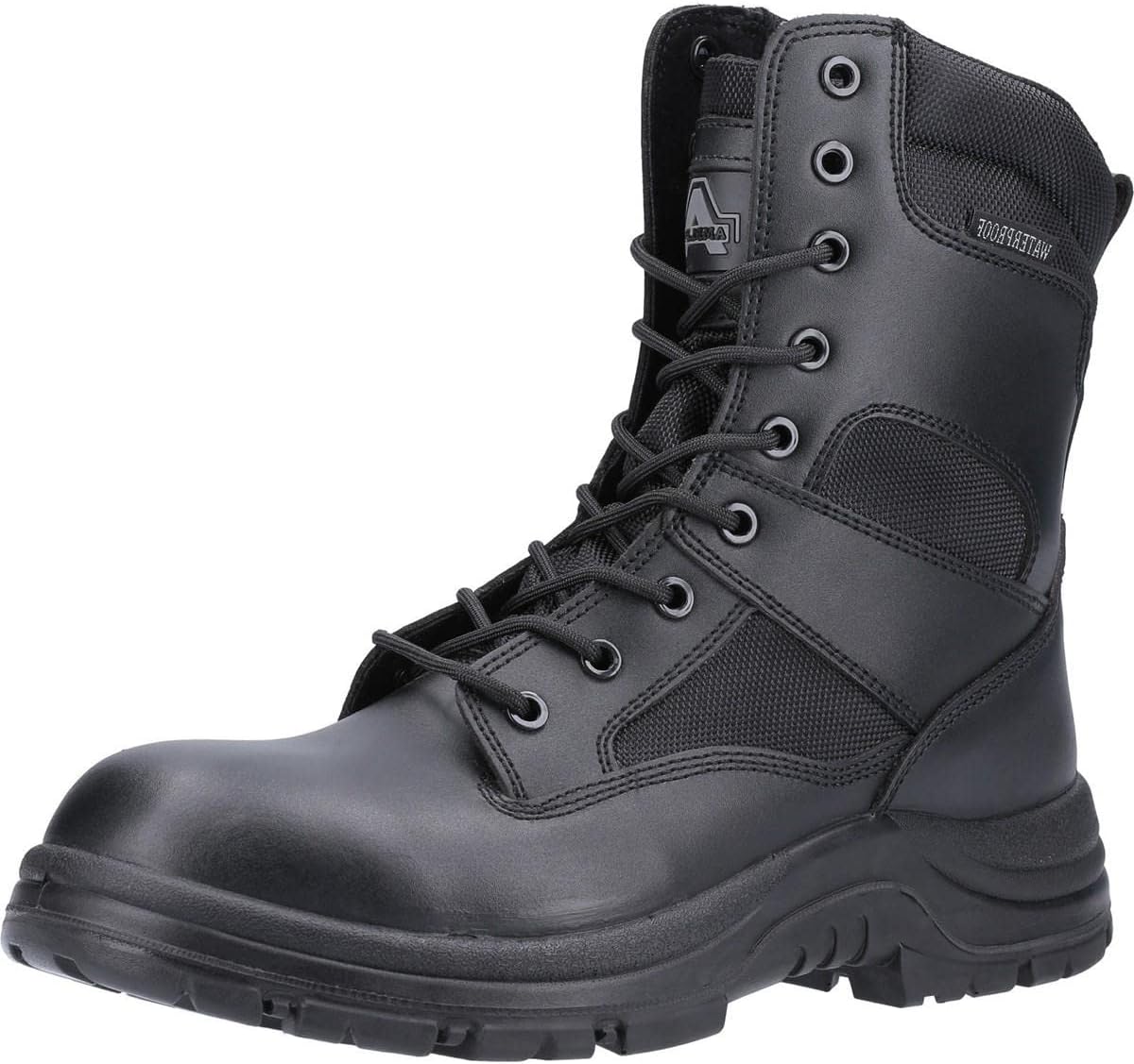 Amblers Safety Mens Amblers Mens Combat WP Leather Waterproof Safety Boots Black Black Leather UK Size 5 (EU 38, US 6)