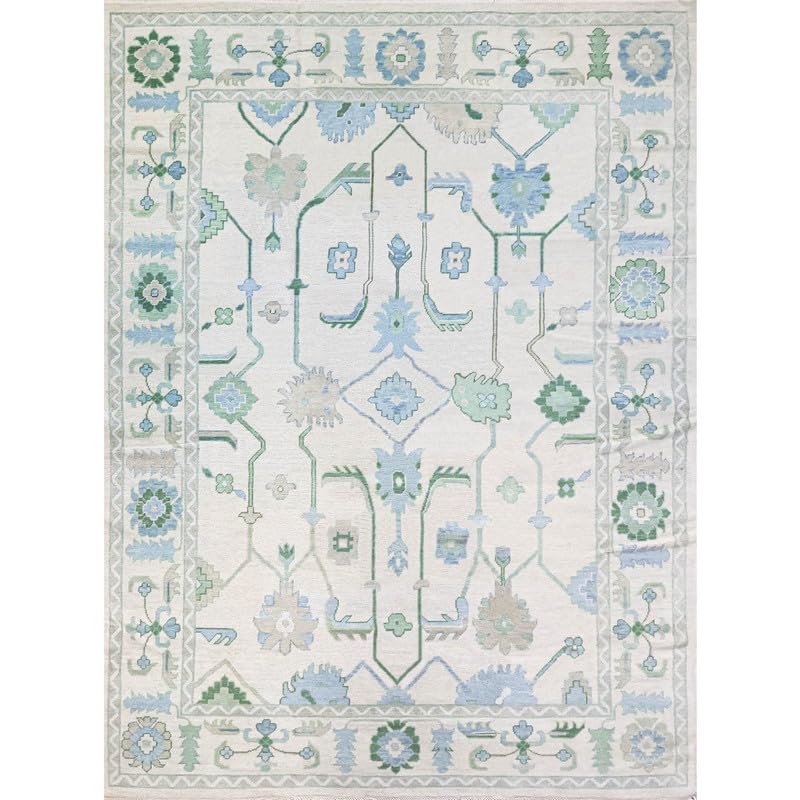 Homedecorein Area Rug Hand Knotted Modern Oushak Rug for Living Room, Dining Room, Office, Bedroom, Hand Knotted Oushak Rug, 9x12 Feet White