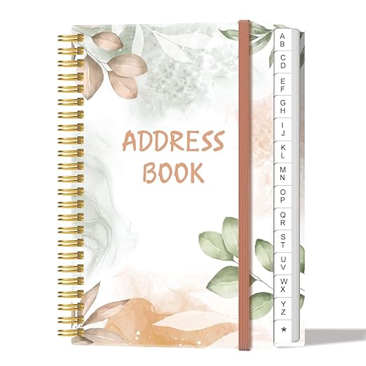 Address Book with Alphabetical Tabs - Telephone & Address Book with Address Contacts, Special Date, Phone, Birthday & Internet Login Password for Home and Office, 4.3" x 6.2", Rose Leaf