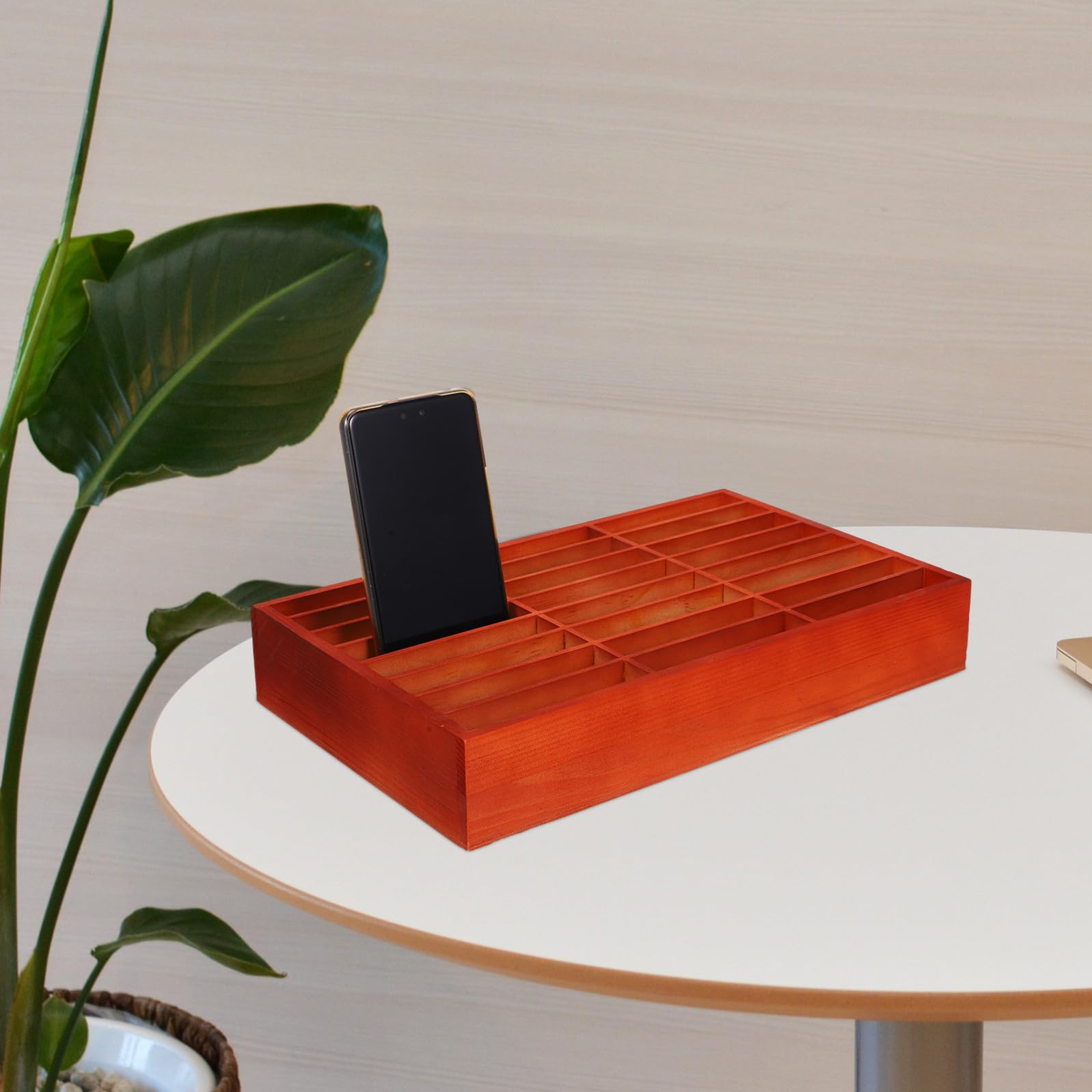 iplusmile Scatola Portaoggetti Scomparti Multipli in Legno per Cellulari Organizer Multi-scomparto Supporto Spazioso per Gestione e Esposizione Telefoni per Ufficio, Aula e Sala Riunioni