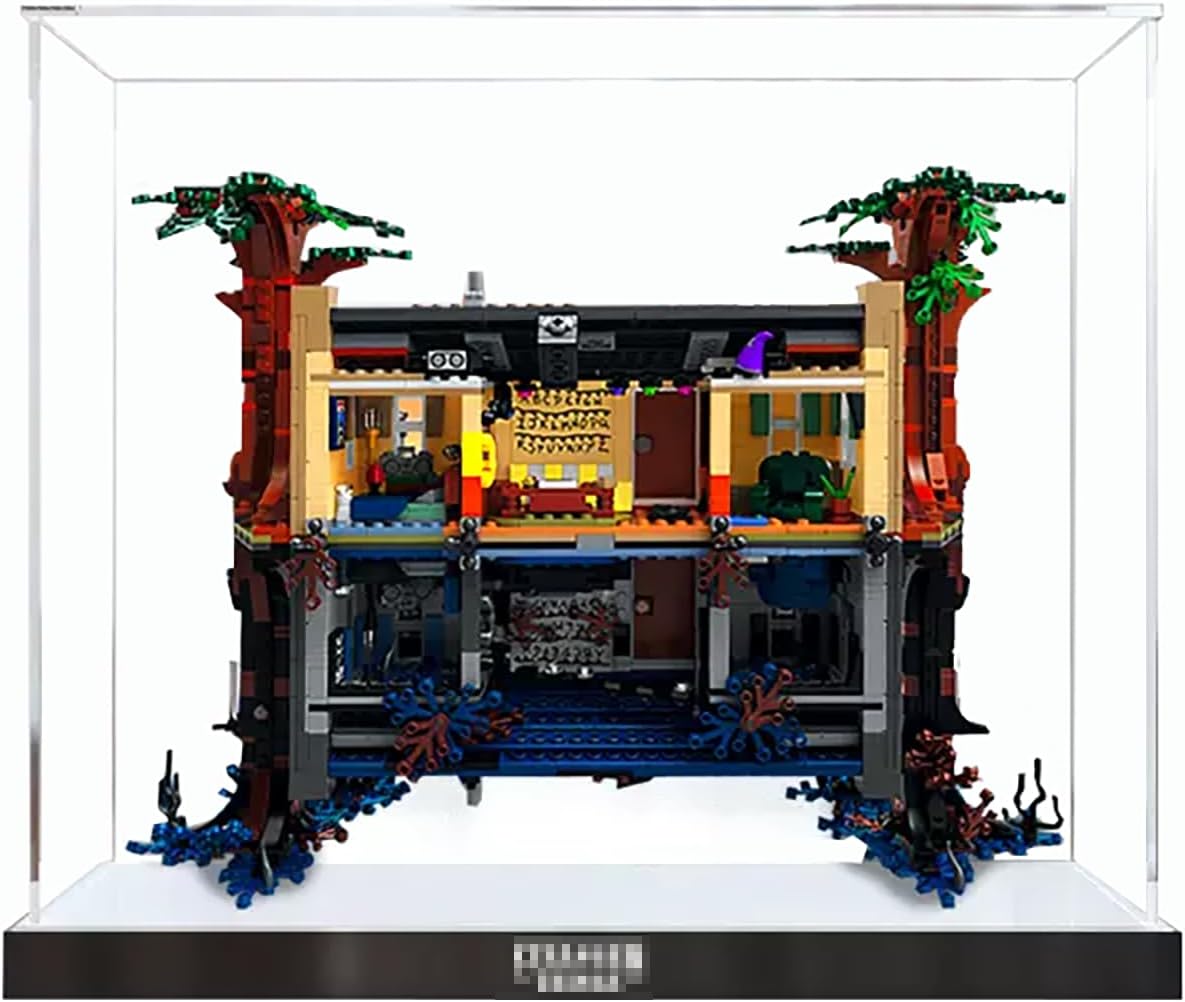 LED Lighting Kit and Figures Display Box for LEGO 75810 Straanger Things The Upsidee Down Acrylic Dustproof Transparent Custom Display Case (No Model) (Boutique Base)