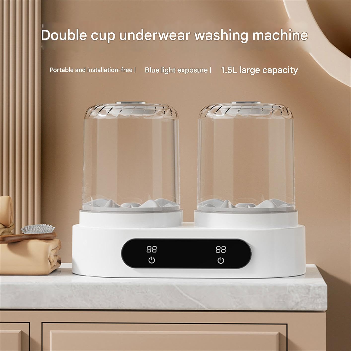 NUEAYMS Fregadero de doble cubo, cubo de lavandería, limpieza potente para ropa delicada, calcetines, electrodomésticos, doble cámara