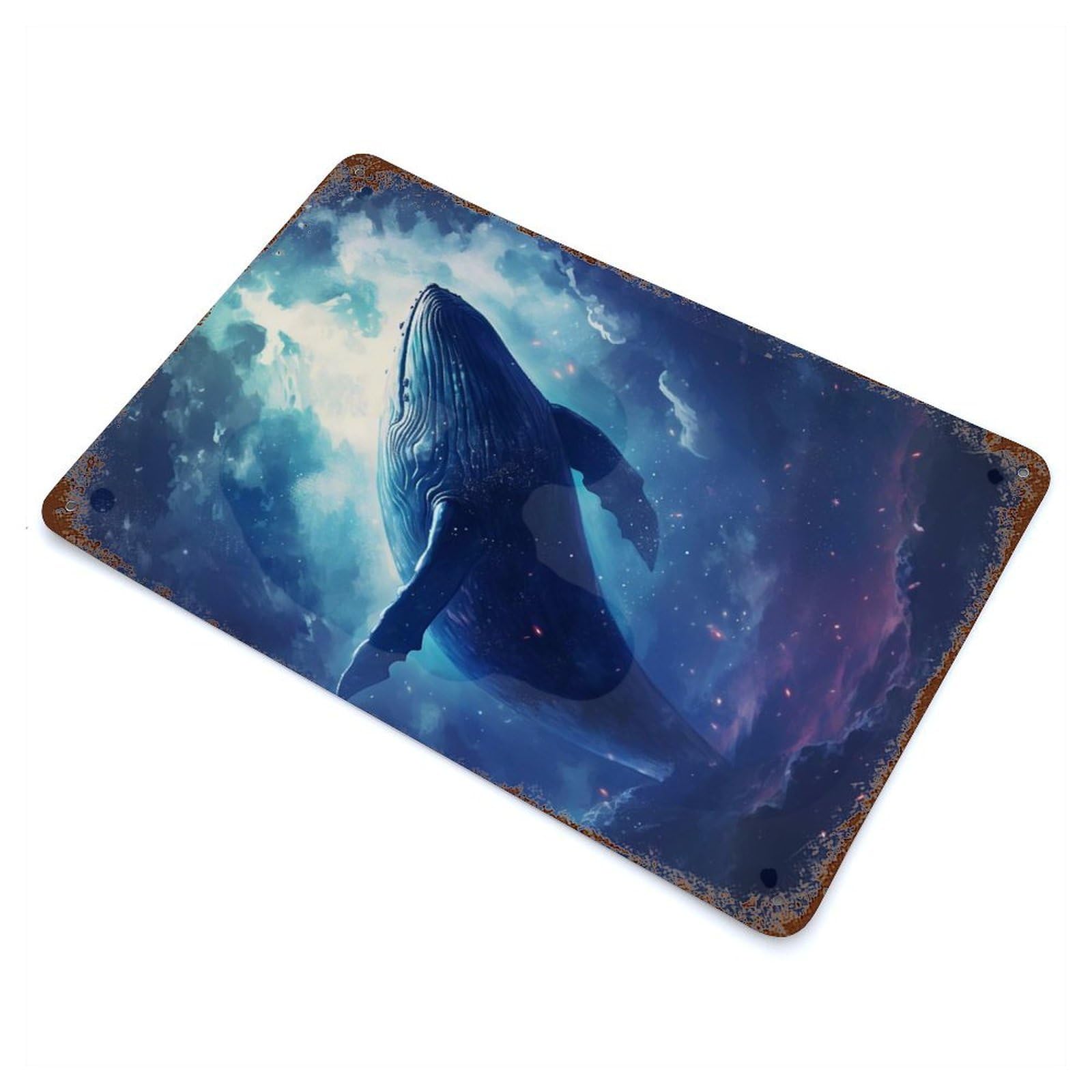 Cosmic Skywhale Decorative Tin Sign 11.8"x7.9", Retro Wall Decor for Living Room, Hallway And Home Decor