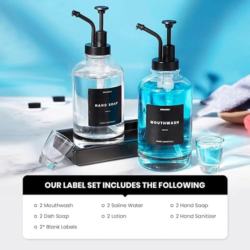 Miniatura 4 de MoliMoli Dispensador de enjuague bucal de 16.9 fl oz16.9 oz para baño con tazas de enjuague bucal, dispensador de enjuague bucal de vidrio con