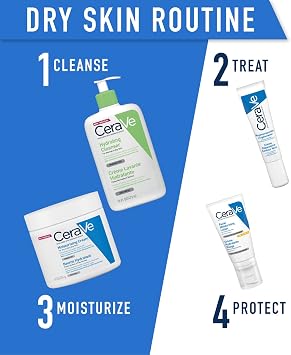 CeraVe Hydrating Cleanser for Normal to Dry Skin 473ml with Hyaluronic Acid & 3 Essential Ceramides & Moisturising Cream for Dry to Very Dry Skin 454g with Hyaluronic Acid & 3 Essential Ceramides