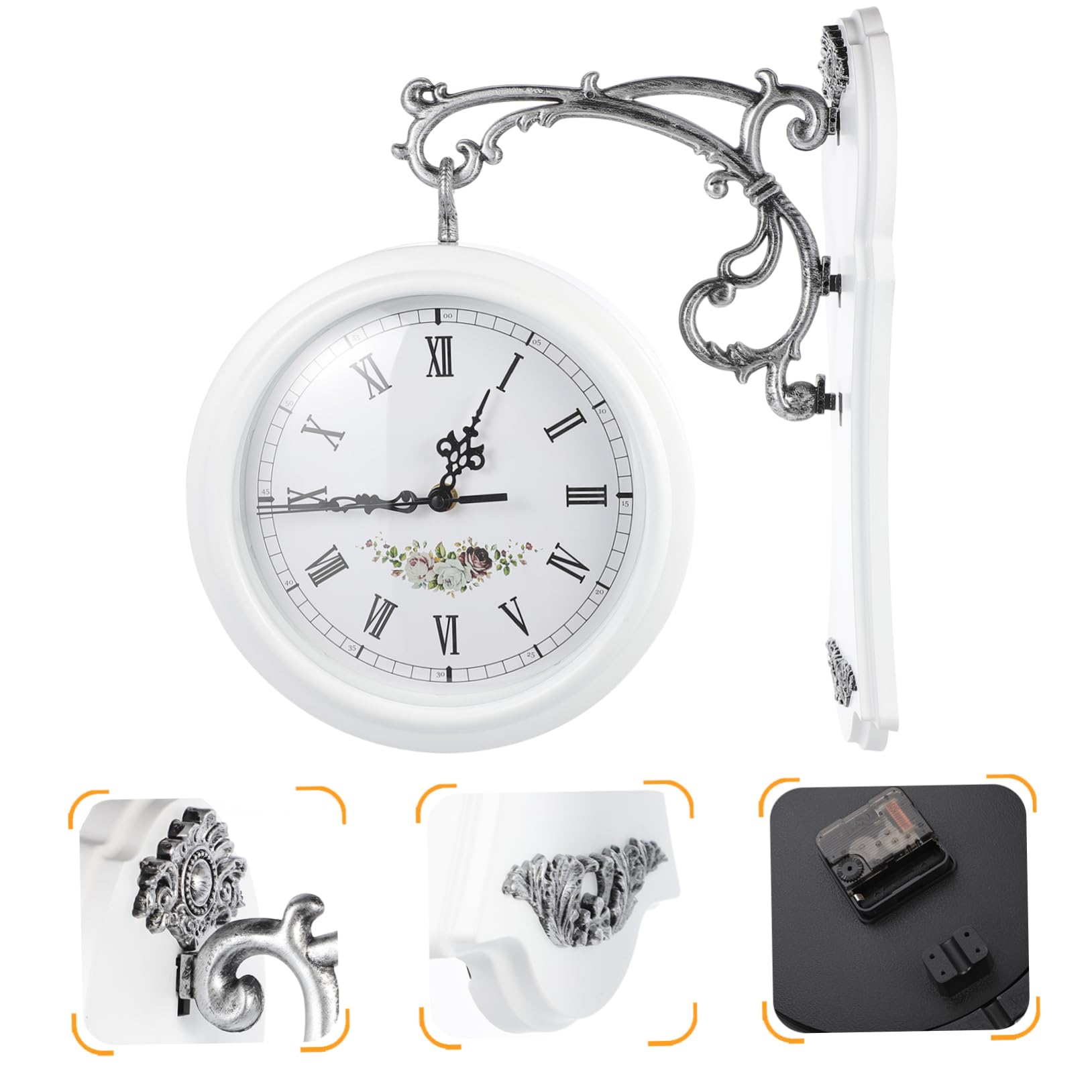 ULTECHNOVO Doppelseitige Retro Uhr aus Glas und Kunststoff in Weiß