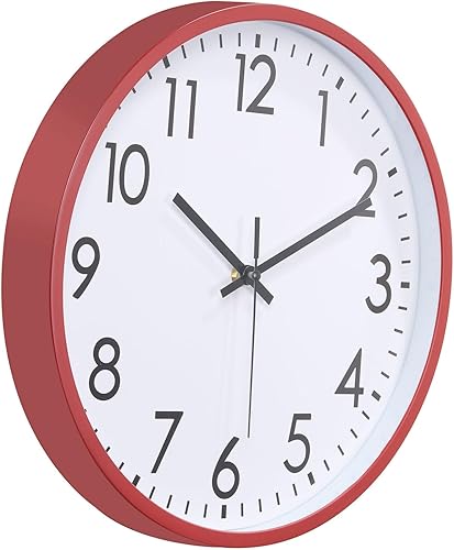 PATIKIL Reloj de pared de 12 pulgadas, con número 3D, de cuarzo, funciona con pilas, silencioso, sin tictac, redondo, para decoración de oficina,