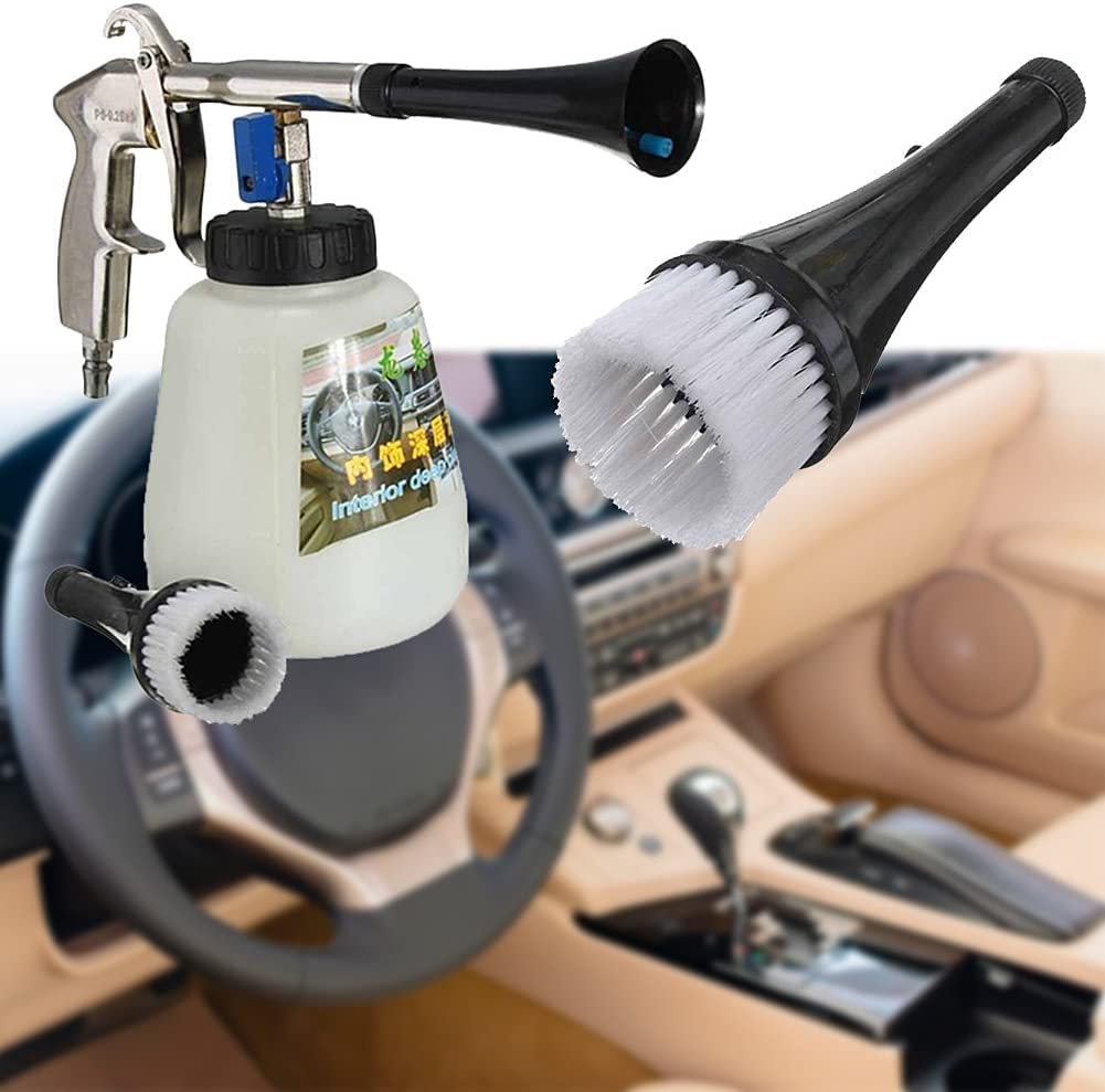 Pistola Pulizia Interna Auto - Kit Con Spazzole, Adatta A Compressore, Per Sedili, Cruscotto, Fessure