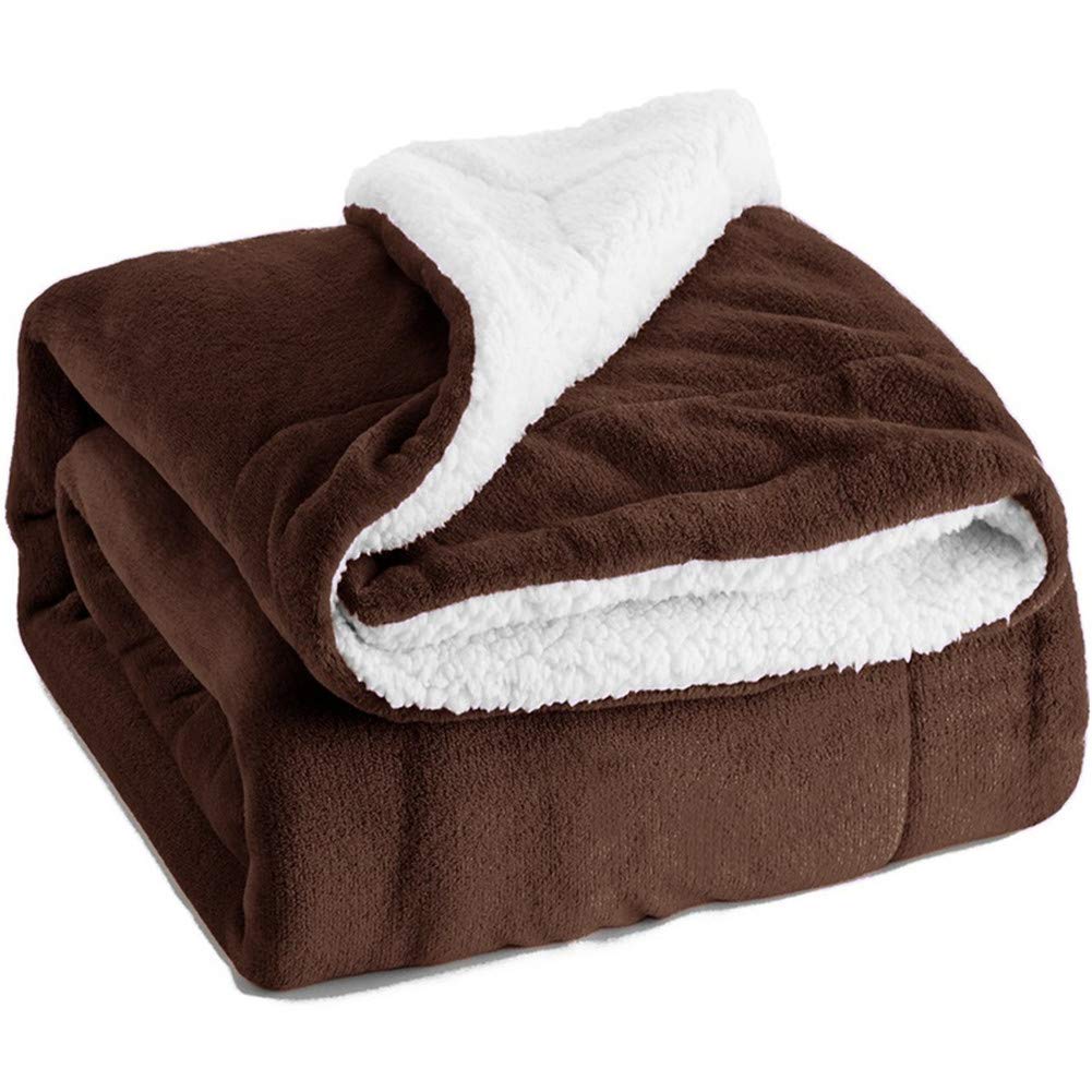 Sherpa Lamb Blanket, Bedding, Double-layer Thick Single Double Blanket, Autumn and Winter Blanket Quilt (Coffee color,130 * 160cm)