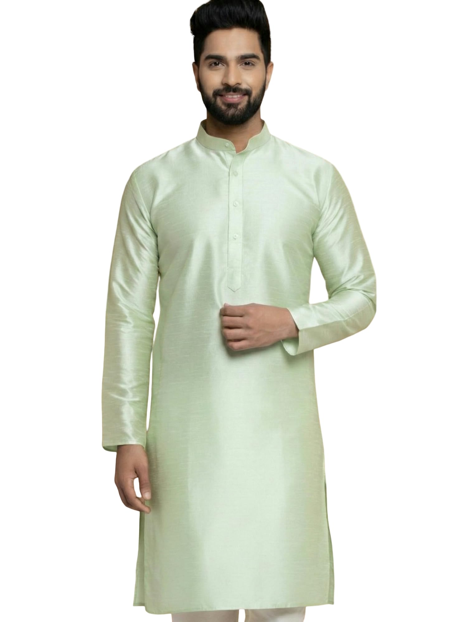 Men Solid Dupion Silk Kurta Payjama Set-image-4