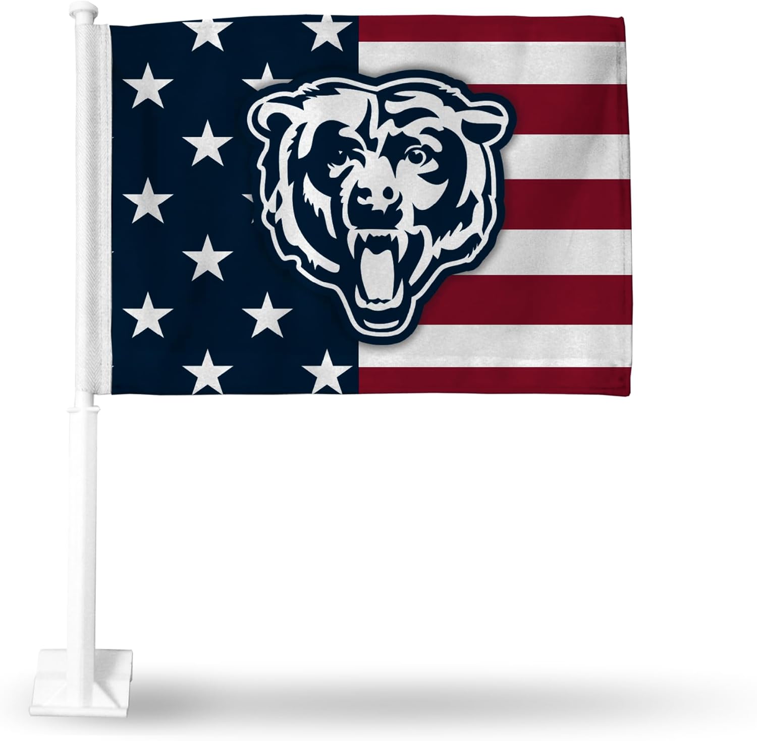 Rico Industries NFL Football Chicago Bears Double Sided Car Flag - 16" x 19" - Strong Pole That Hooks onto Car/Truck/Automobile