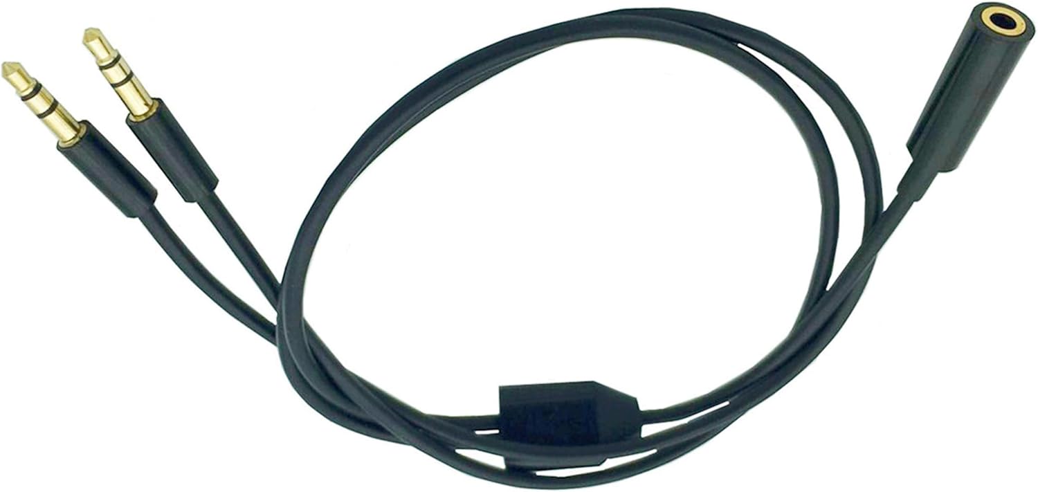 3.5mm 1 Female to 2 Male Stereo Headphone Audio Adapter Splitter 3.5mm TRS Y Splitter Cable Gold-Plated Jack for Earphone PC Smartphone MP4 Speaker 19.68inch/50cm Black - Amazon product rated Grade B