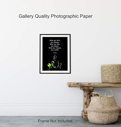 Miniatura 8 de Buda - Arte de pared con cita inspiradora, decoración de spa zen positiva, decoración del hogar de 8 x 10 pulgadas para oficina, sala de meditación,