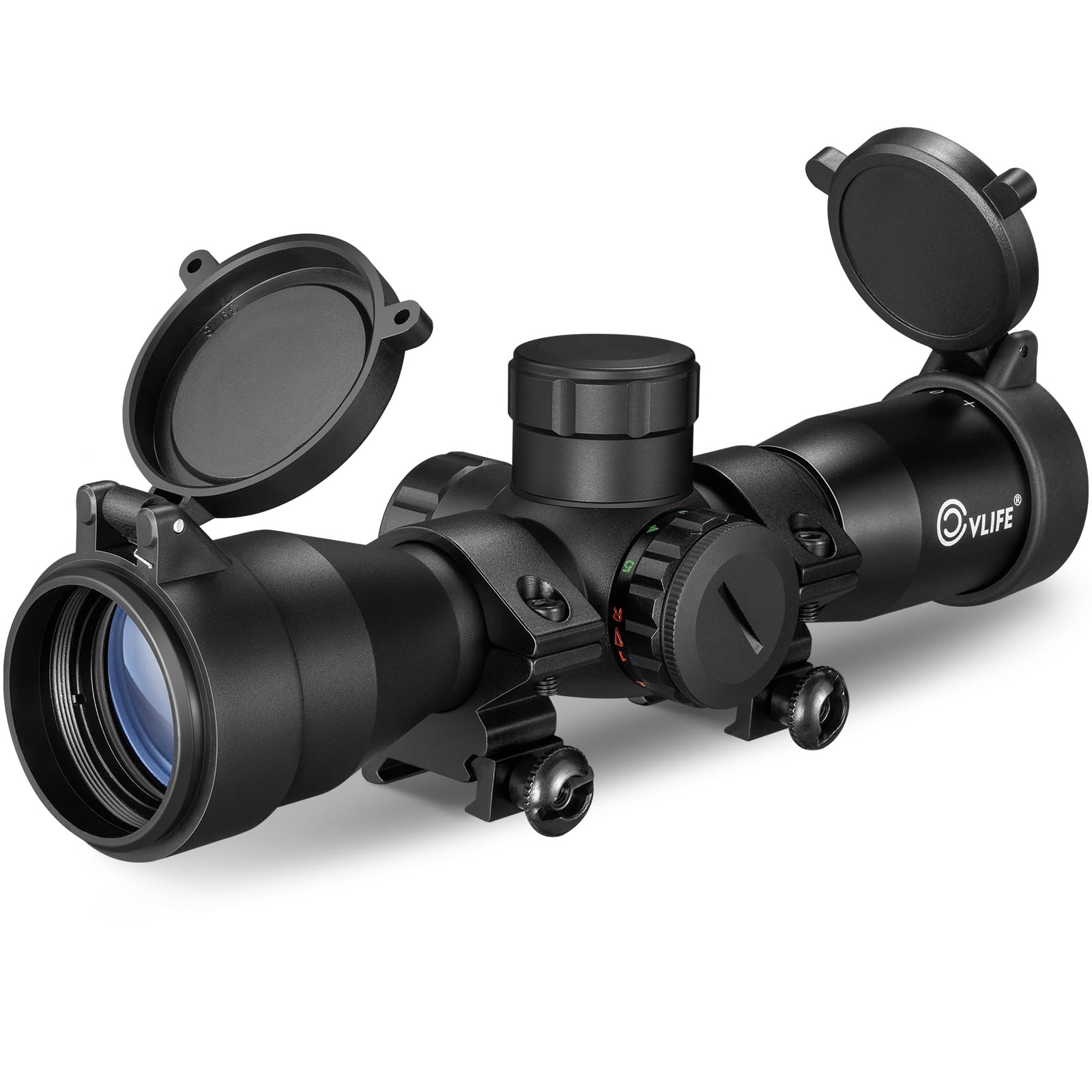 CVLIFE 4x32 Crossbow Scope, Red Green Illuminated Compact Crossbow Scopes for Hunting 20-100 Yards, Circles and Rangefinder Etched Glass Reticle Optic