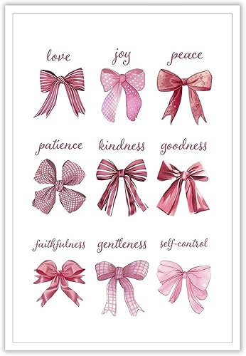 Arte de pared de lazo rosa de moda, acuarela, lazo rosa claro, pósteres de lienzo Balletcore Girl Funky Coquette Preppy impresiones estéticas