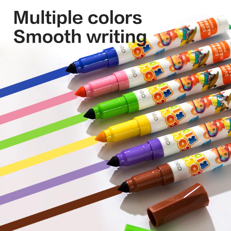 Image of deli EC155-12 Washable Marker | Quick-Drying, Smudge-Free Ink (12 Shades)