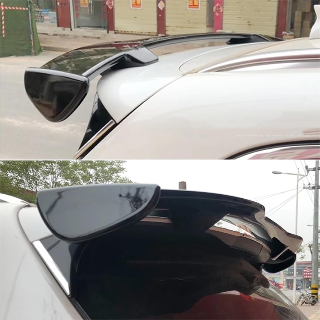 Alerón Trasero de Techo de Coche para Renault Clio, Alerón Trasero de Plástico ABS, Aspecto Negro Brillante/Carbono,Gloss Black