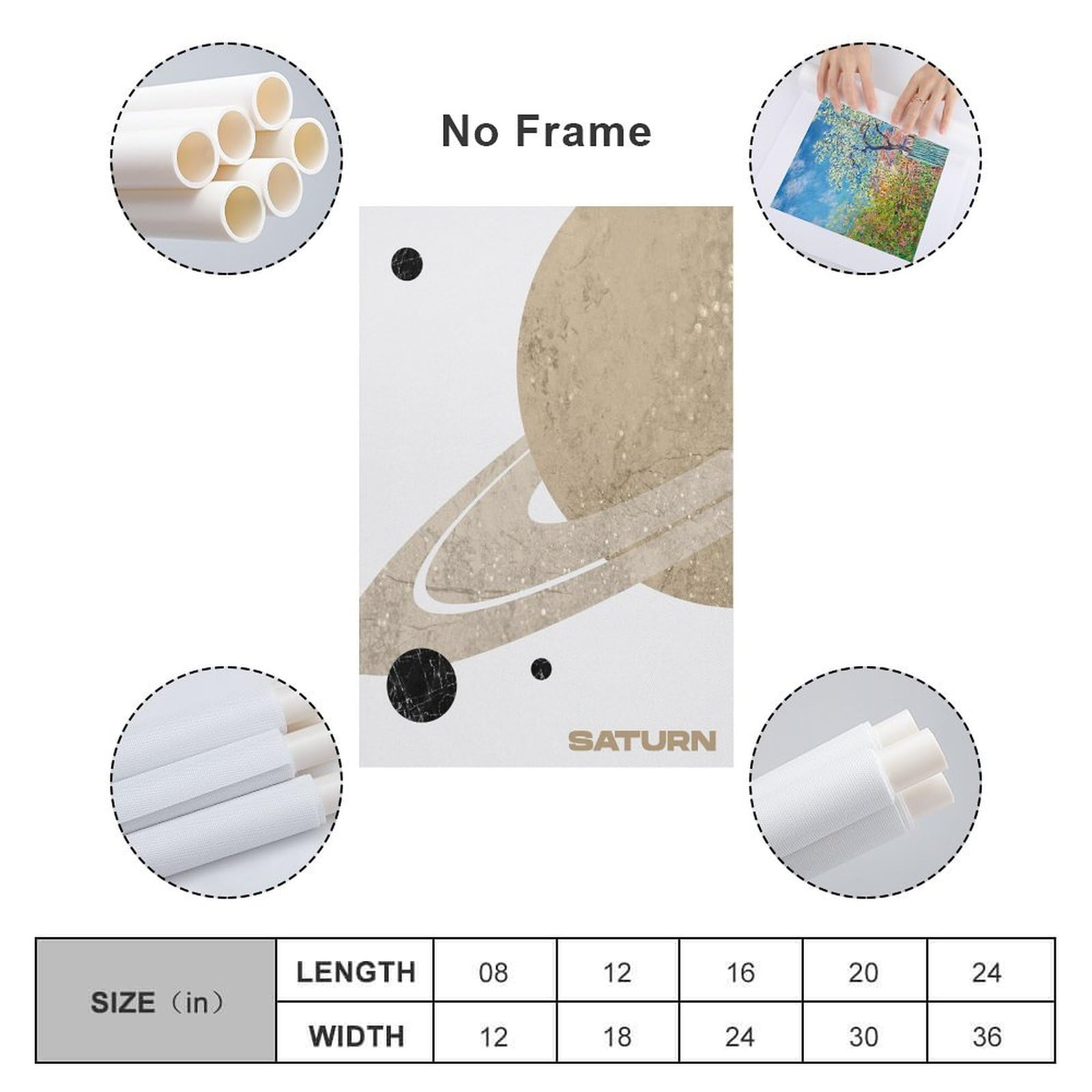 Poster di Saturno con texture in marmo, serie di poster con pianeti, decorazione da parete per gli amanti dello spazio, idee regalo astronomiche, tema spaziale