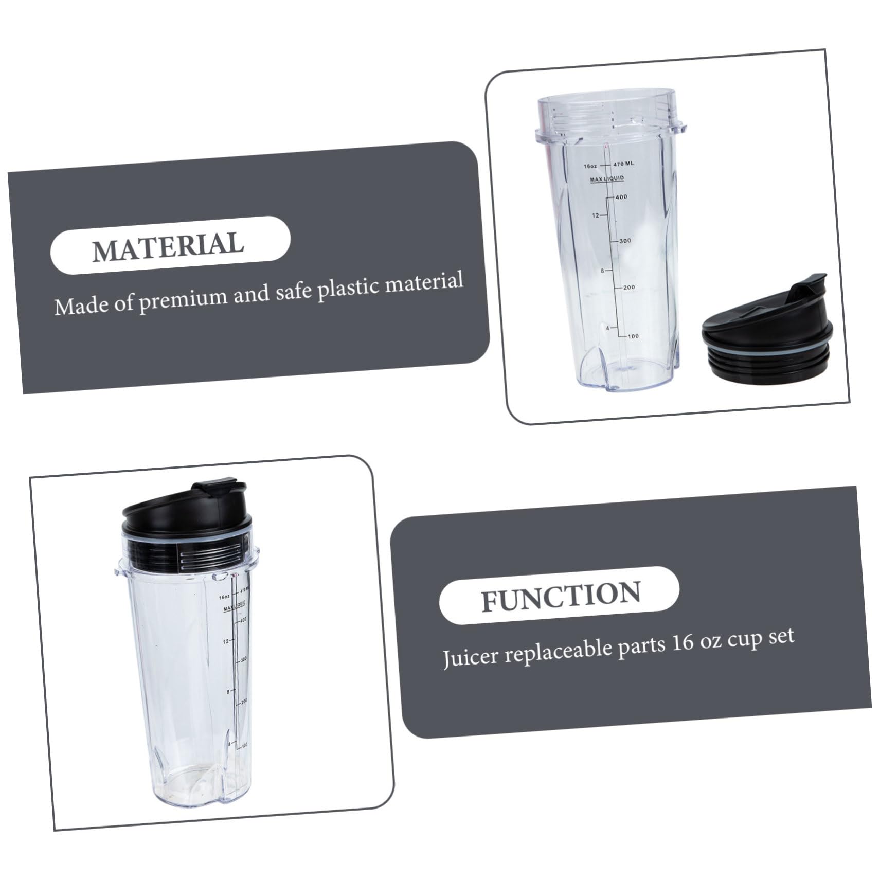 Alipis 1 Set Replaceable Juicer Cup with Lids Multi Use Cups for Juicing and Beverages Easy to Clean Harm Design Friends and Family