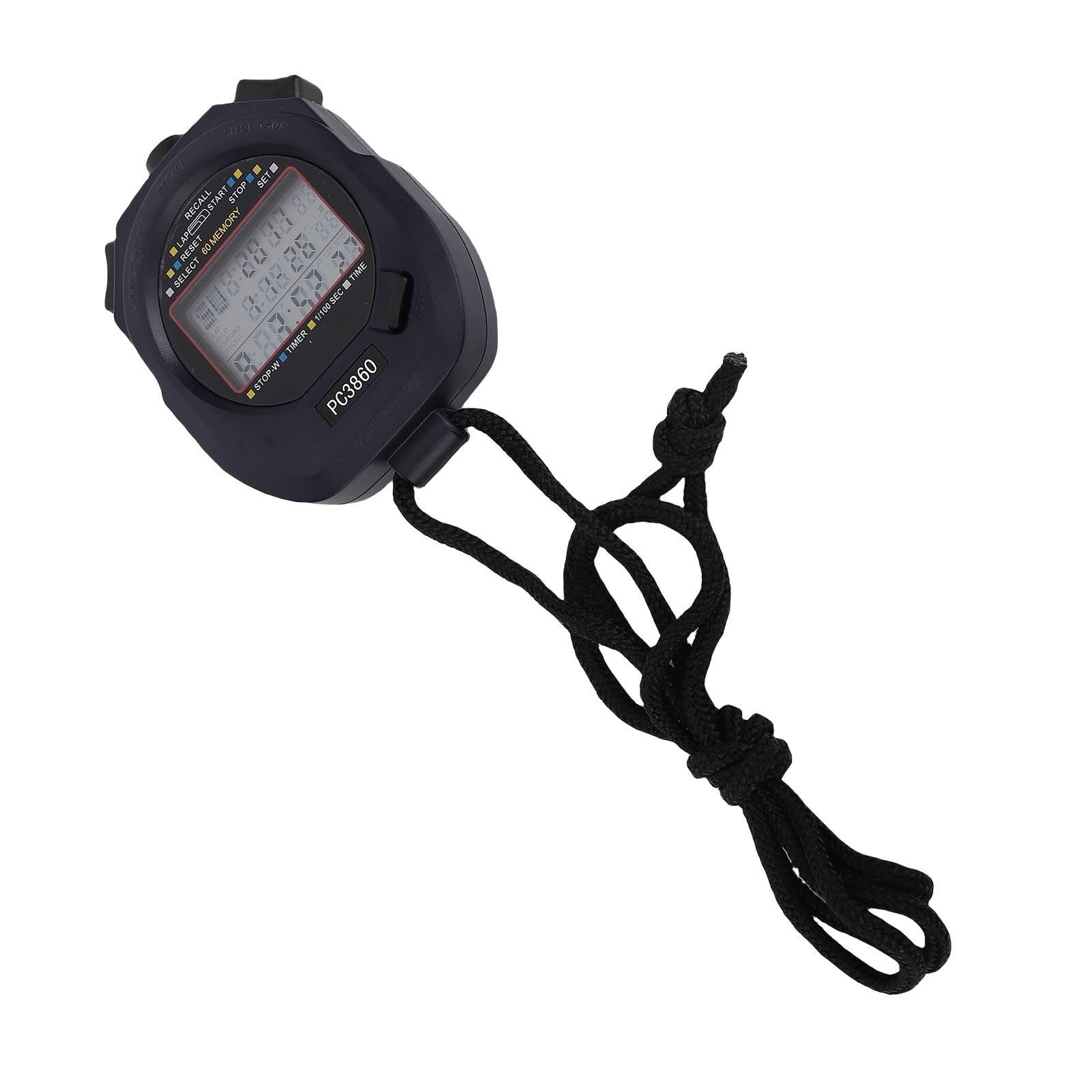 Cronometro Sportivo, 3 Righe, 60 Giri, Timer Digitale Multifunzione, Cronometro modalità Ritmo con Conto Alla Rovescia, Calendario, Allarme, per Corsa, Gare, Allenatori Sportivi, Bambini,