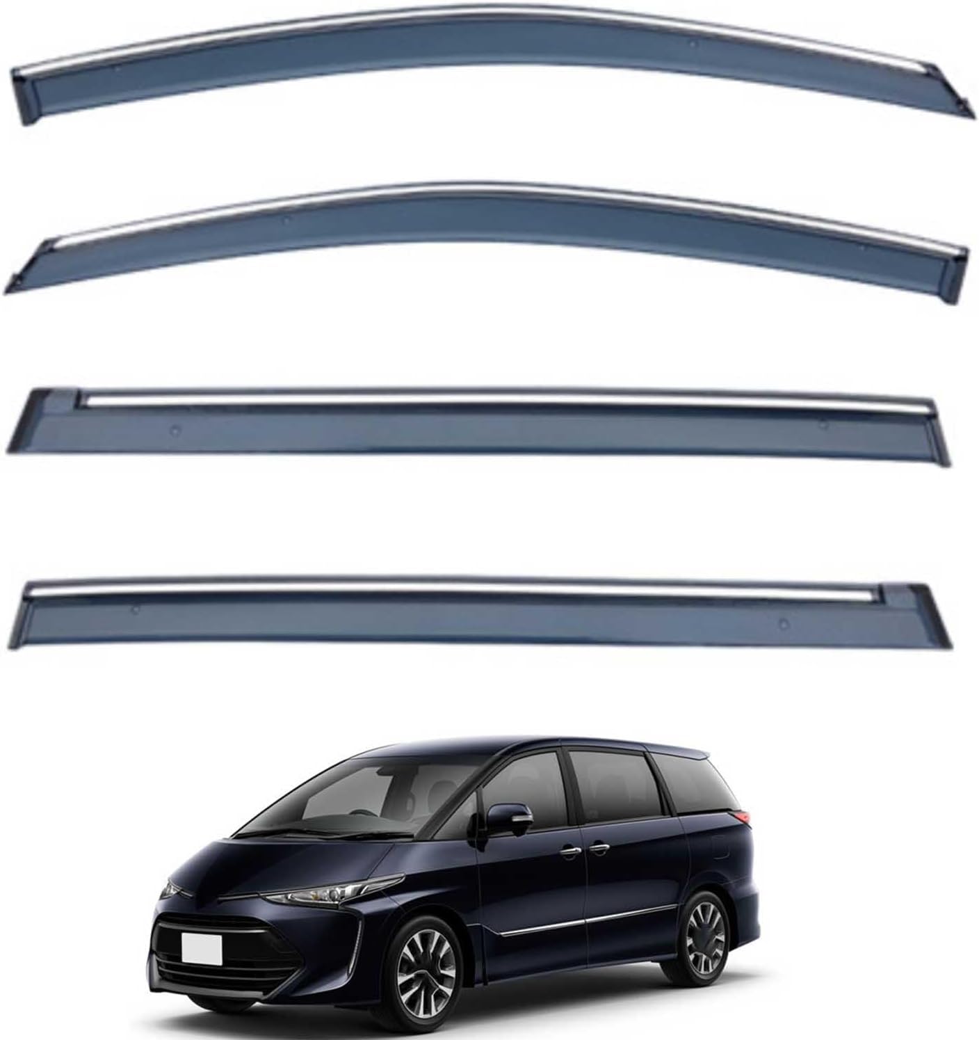 Liufangfc Normal Wind Deflectors For Toyota Tarago Mk3-Xr50 2006-2019 – 4Pc Tape-On Smoked Visors, Weatherproof, Anti-Salt/Snow, Low-Noise