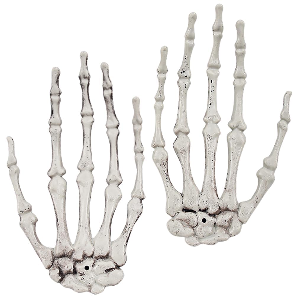 2 PCS Mains squelettiques de Halloween - Mains Squelette en Plastique coupées de Taille réaliste pour Accessoires de décoration d'halloween
