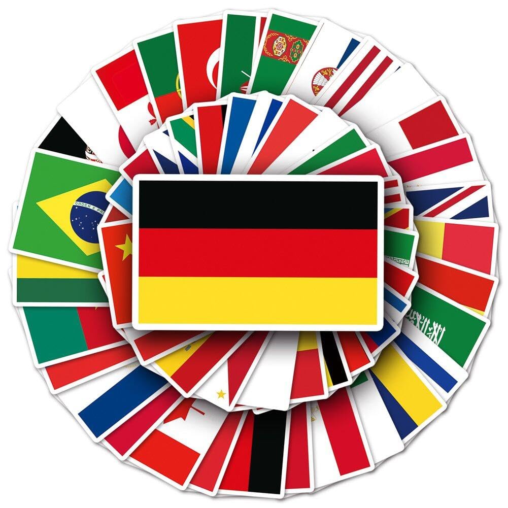 105 Pcs National Flag Graffiti Stickers Waterproof World Flags Pvc Decals for Water Bottles Laptop Luggage Skateboard