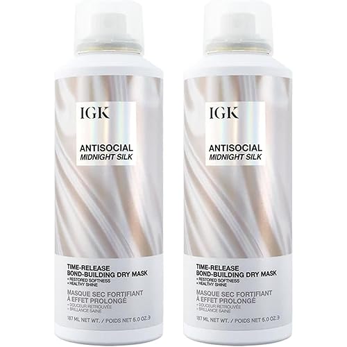 IGK Antisocial Dry Hair Mask | Leave-In Overnight Bond-Building Treatment for Dry Hair & Extensions | Hydrates, Repairs & Softens | 5oz (Pack of 2) New and Improved Scent