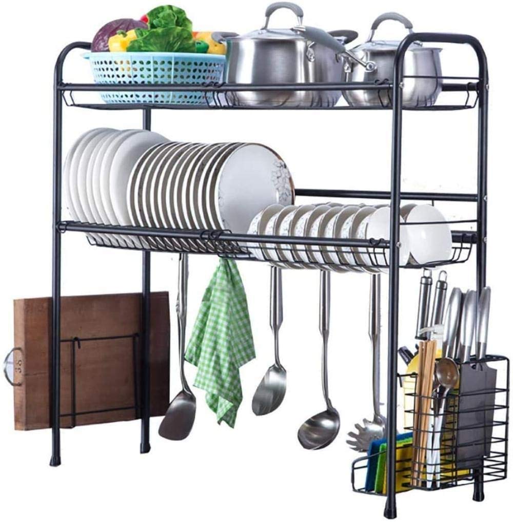 OGMOYT Dish Rack, Drain Rack Drying Racks 2 Tier Dish Drainer Rust Proof, Kitchen Sink Dish Drying Rack Drain Rack Cutlery Water Filter Tableware 642882Cm