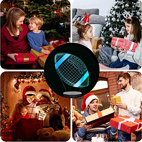 Image of Football Gifts Football 3D Night Light, 16 Colors Changing Touch & Remote Control Table Illusion Lamp, Bedroom Office Gaming Decor, Christmas Birthday Xmas Gift Toys for Boys Girls Men Sport Fans