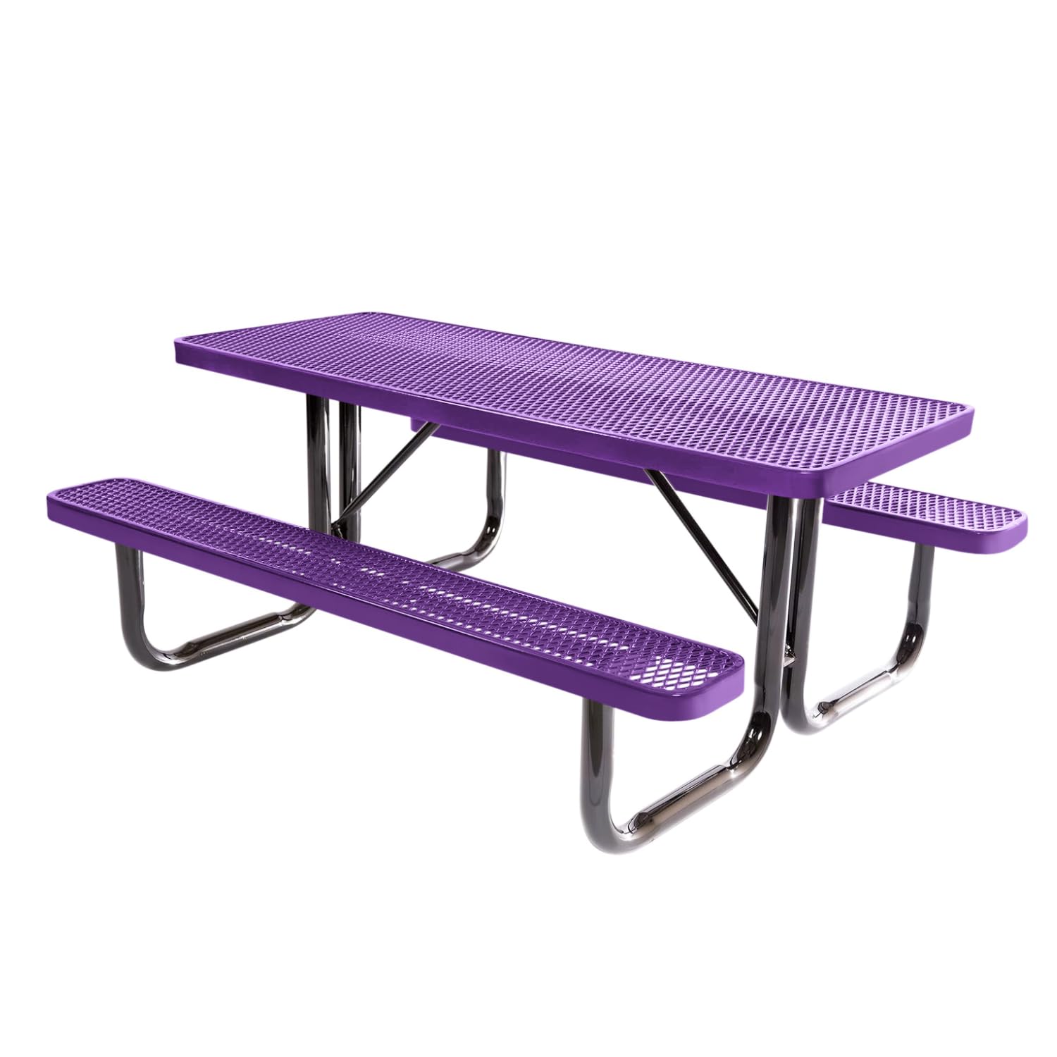 COATEDOUTDOORFURNITURE Heavy-Duty Portable Outdoor Picnic Table, Thermoplastic Coated Expanded Metal Commercial-Grade Patio Dining Furniture Made in