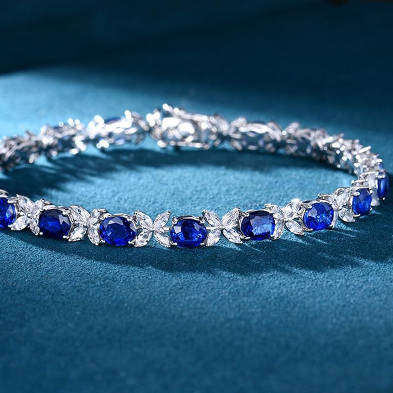 14K Gold Tanzanite Bracelet with Natural Blue Pendant and Delicate Sapphire, Beautiful Jewelry Gift, Gift for Mom3