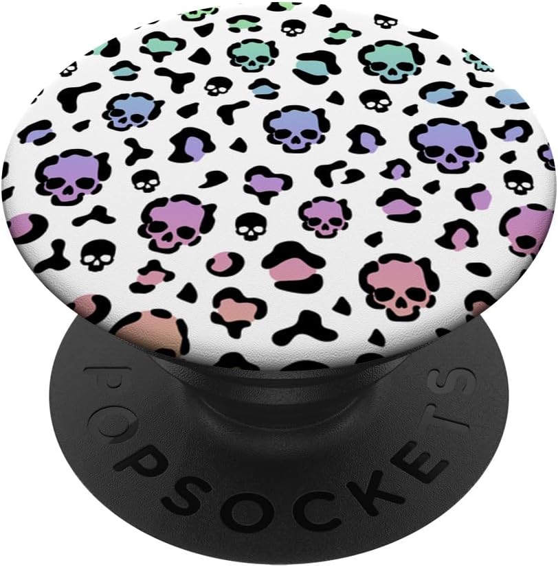 Gothic Skulls Rainbow Pattern Spooky Skull Goth Leopard PopSockets MagSafe PopGrip for iPhone