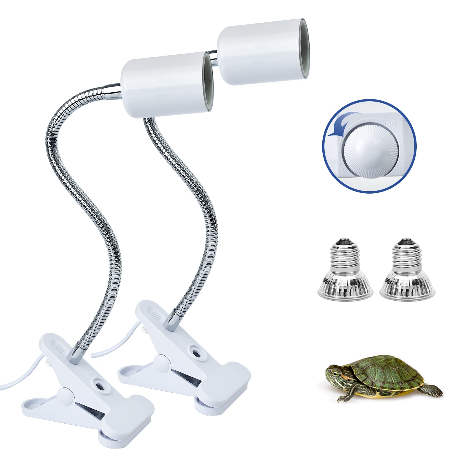 JIMEJV Reptile Heat Lamp, 2 Pack UVA + UVB Full Spectrum