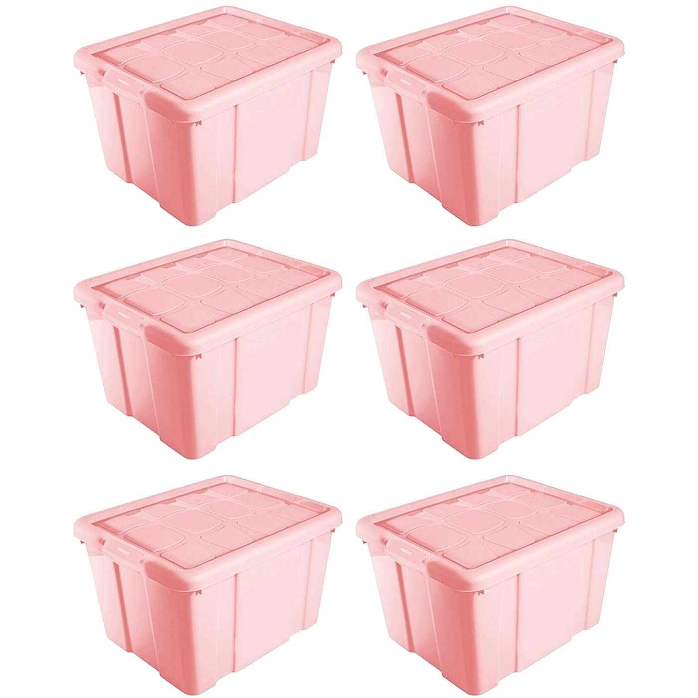 Acan Tradineur - Pack de 6 Cajas de Almacenamiento - Fabricado en plástico - Contenedor para almacenar Libros, Ropa, Mantas - N.º 1 (Rosa) - 21 x 39,6 x 29,6 cm - 16 Litros