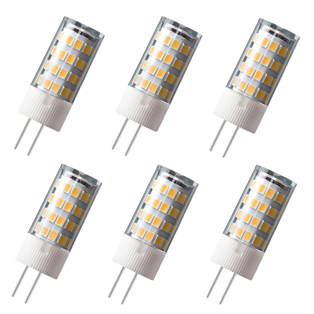 WULUN 6-Pack G4 AC/DC 12V LED Light Bulb, 5 Watt, 500 Lumen, Warm White 3000K, 360° Beam Angle, 50W Equivalent, G4 Halogen/Xenon/Incandescent Replacement Bulb, Not-Dimmable