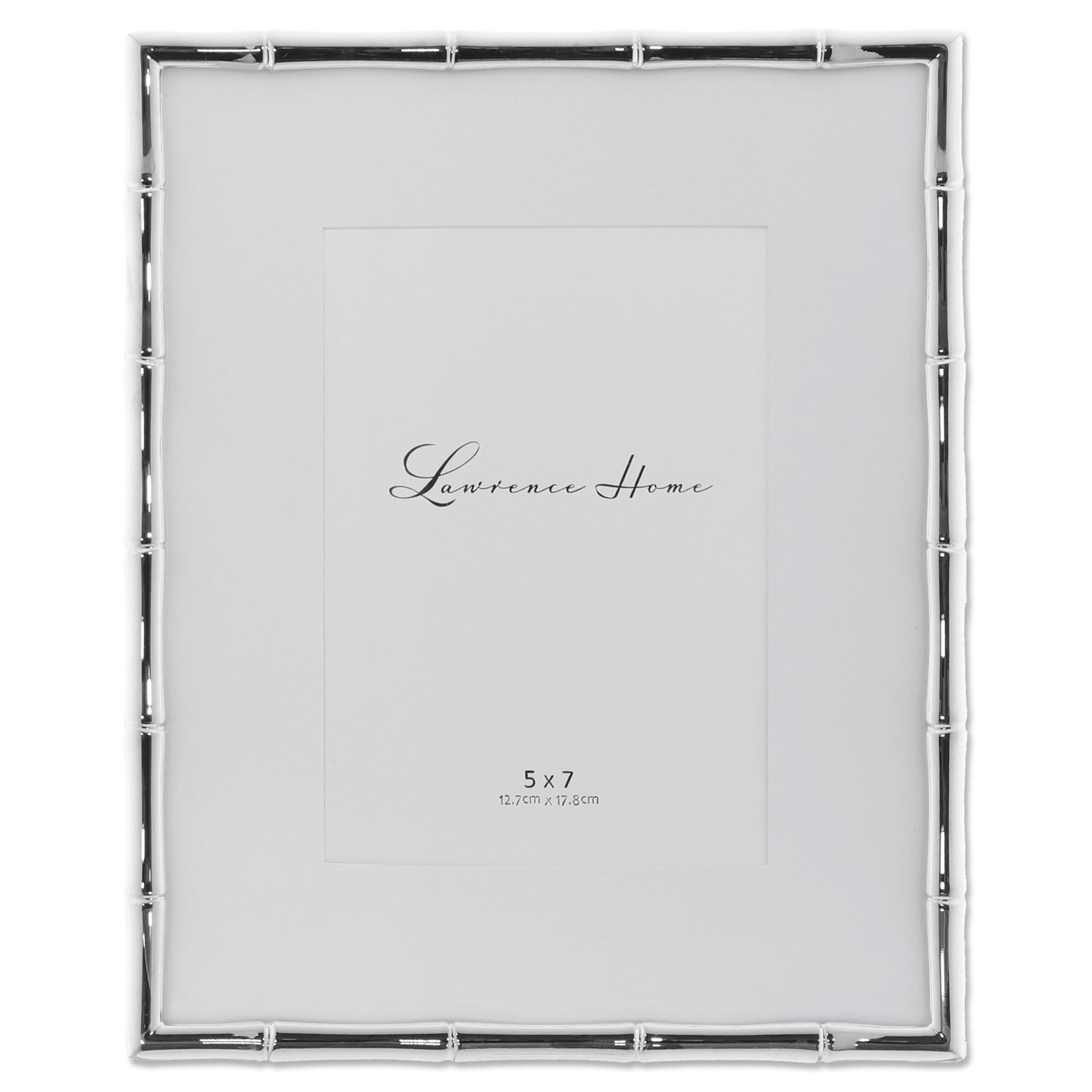 Lawrence Frames Bamboo Design Metal Frame, 8x10, Matted 5x7, Silver