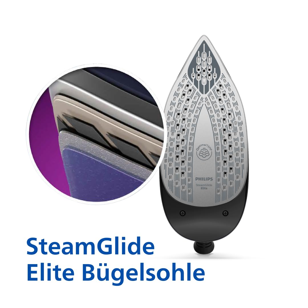 Philips PerfectCare Dampfbügelstation 7000 Serie, 650g Dampfstoß, 8.5 Bar, SteamGlide Elite Bügelsohle, Automatischer Intelligenter Dampf (PSG7300/80)